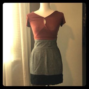 High Wasted, black and white tweed skirt.